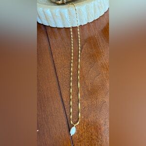 Victoria Emerson Twisted Gold Chain Drop Freshwater Pearl Necklace